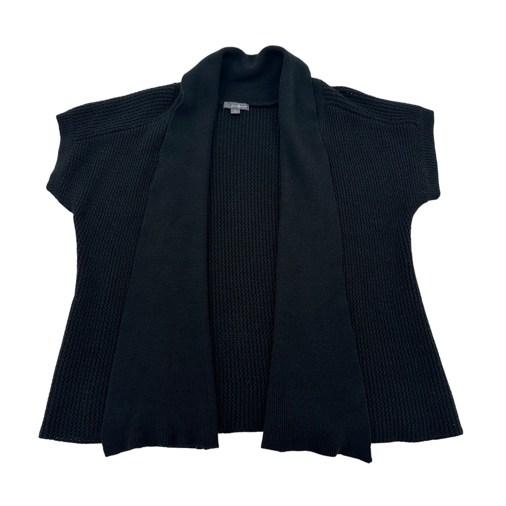 Twenty One Sleeveless Knit Cardigan Women Medium Black Open Front Shawl Collar